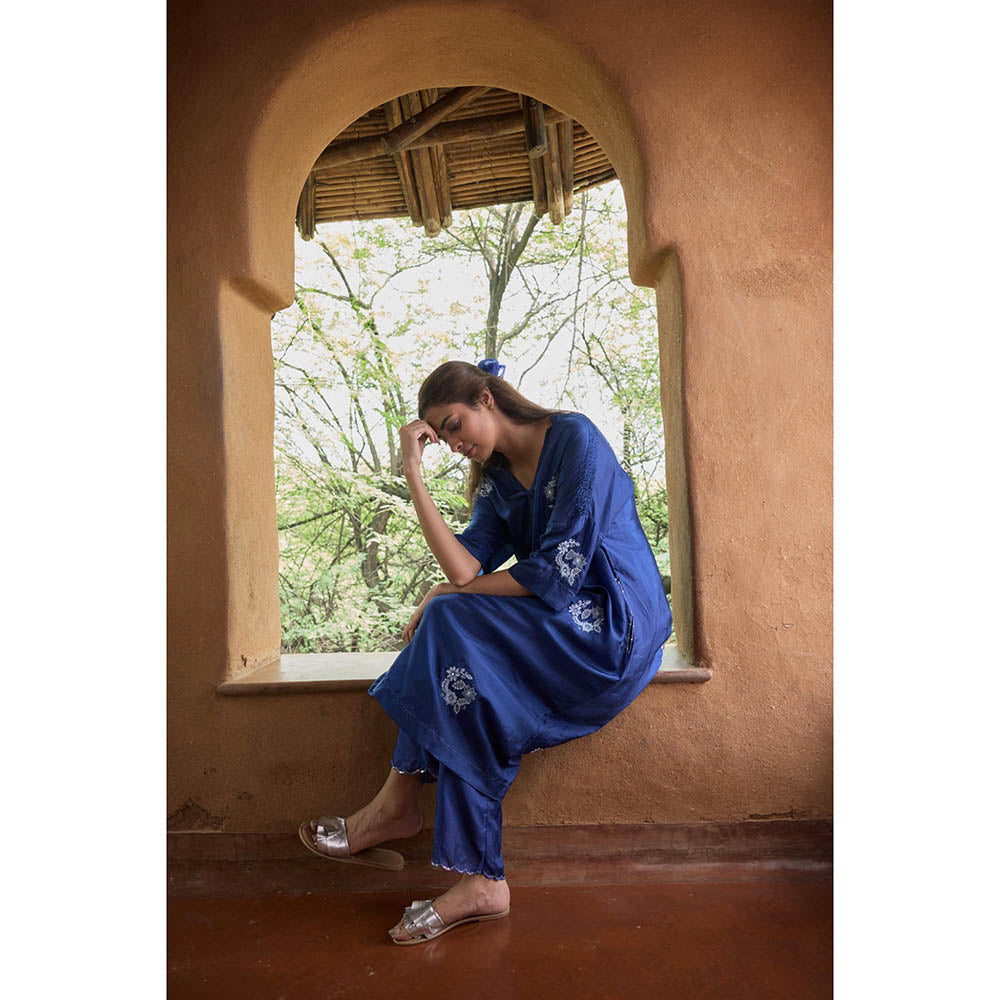 AYAKA Paco Blue Embroidered Floral Tunic (Set of 2)