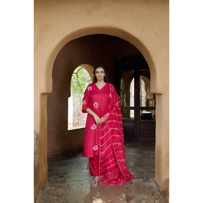 AYAKA Paco Red Embroidered Floral Tunic (Set of 2)