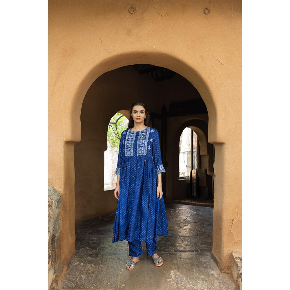 AYAKA Karen Blue Bandhani Print Kurta