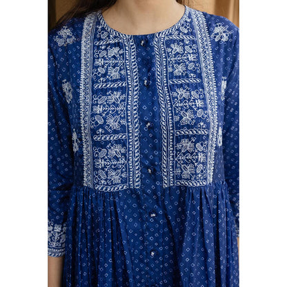 AYAKA Karen Blue Bandhani Print Kurta