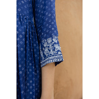 AYAKA Karen Blue Bandhani Print Kurta