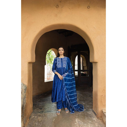 AYAKA Karen Blue Bandhani Print Kurta
