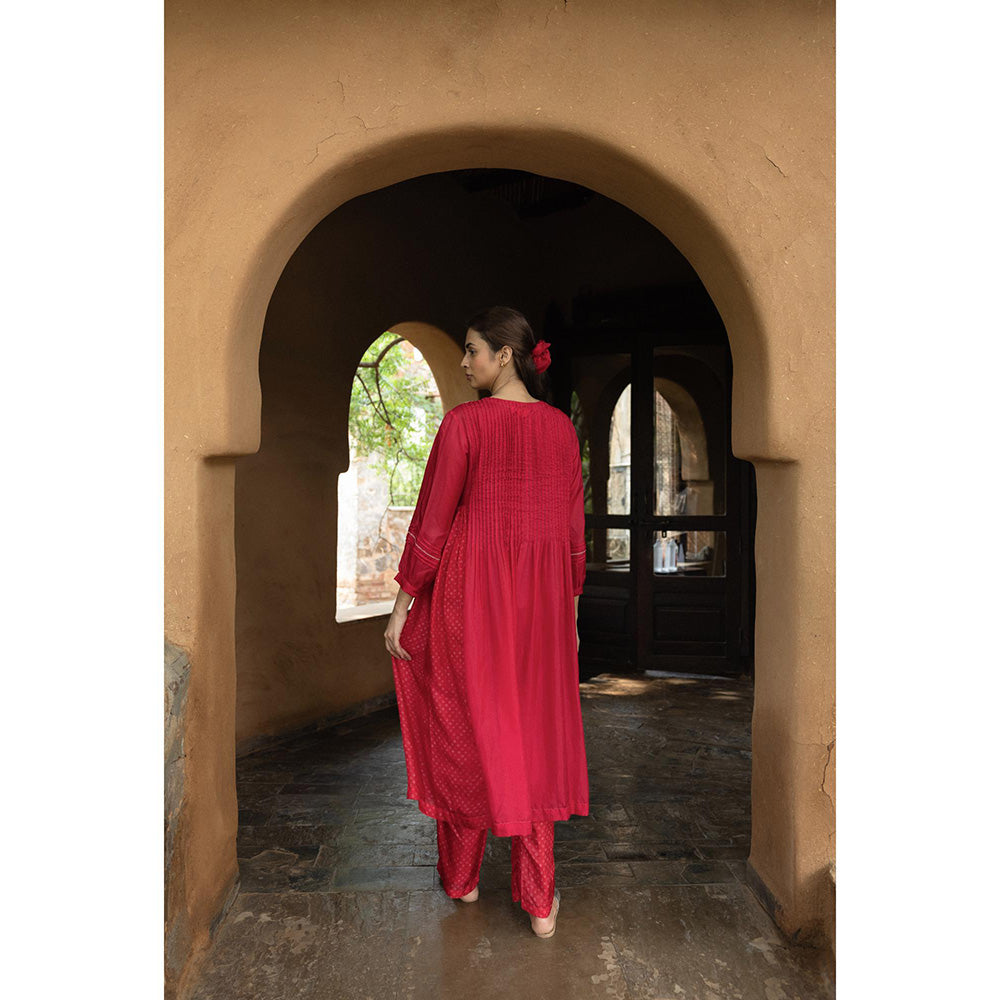 AYAKA Osho Blue Front Open Pintuck Dress