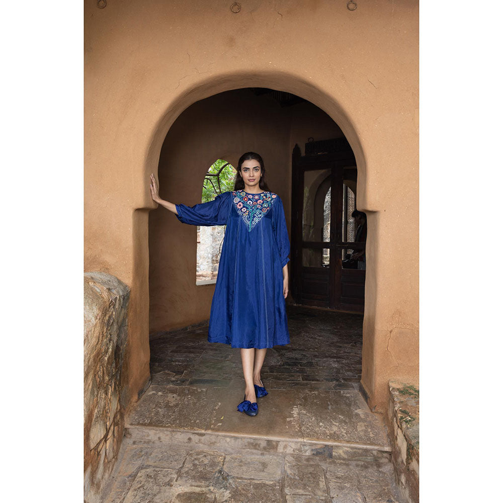 AYAKA Julian Blue Embroidered Panel Dress (Set of 2)