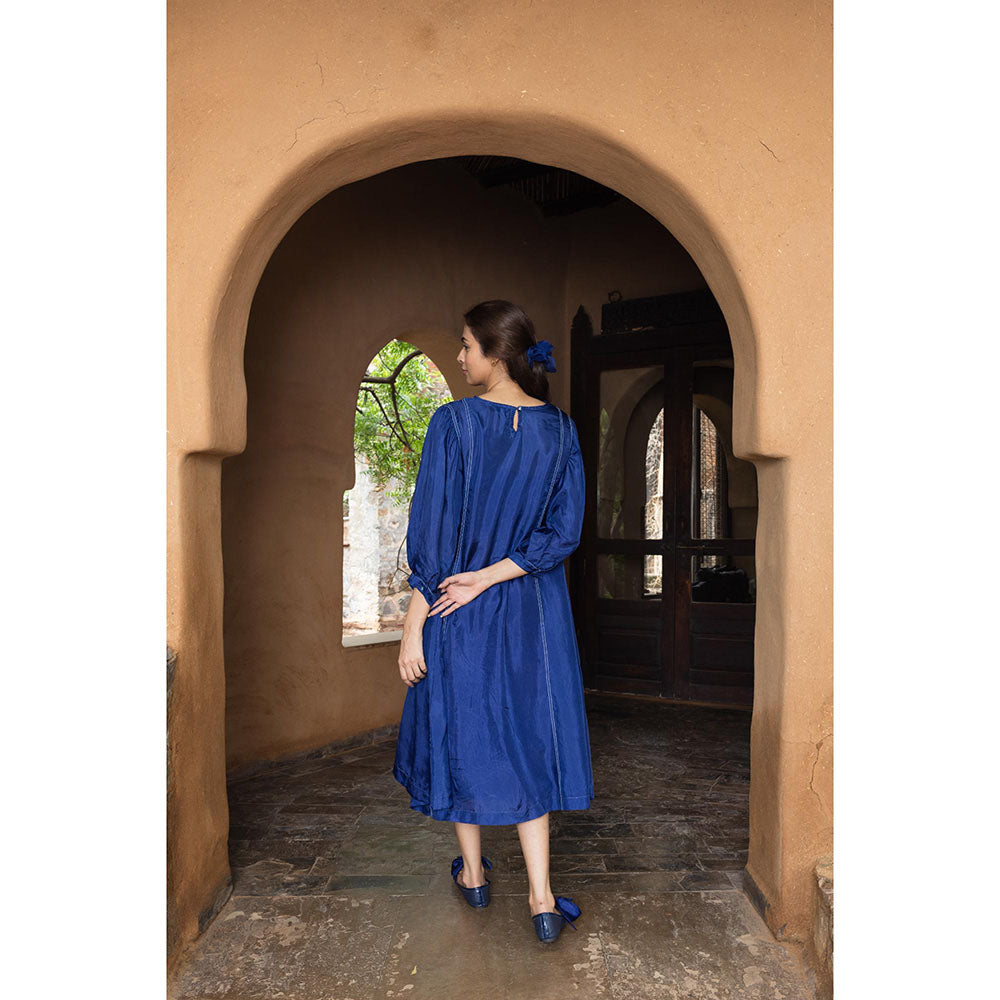 AYAKA Julian Blue Embroidered Panel Dress (Set of 2)