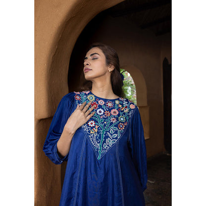 AYAKA Julian Blue Embroidered Panel Dress (Set of 2)