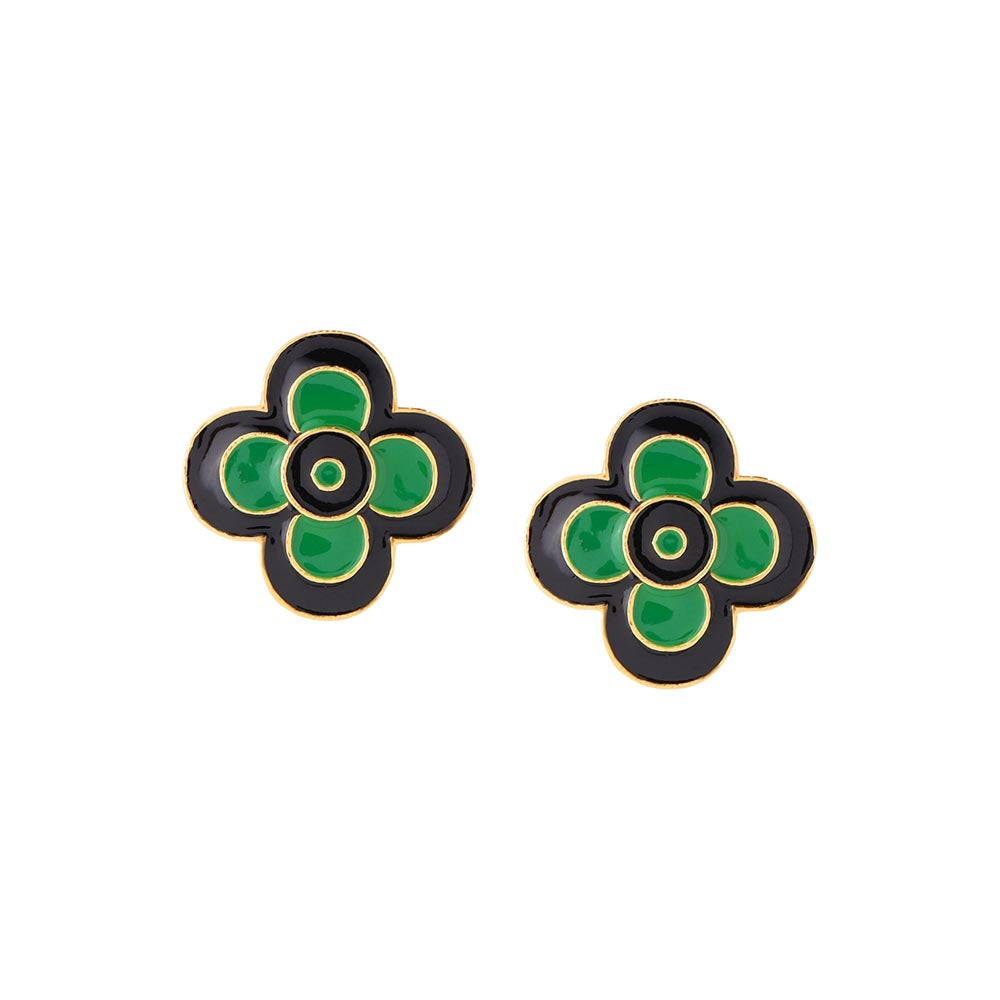 AZGA Le Flore Studs - Fern & Black Earrings