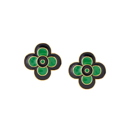 AZGA Le Flore Studs - Fern & Black Earrings