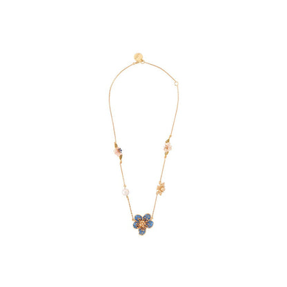 AZGA White Oona Floral Necklace - Blue