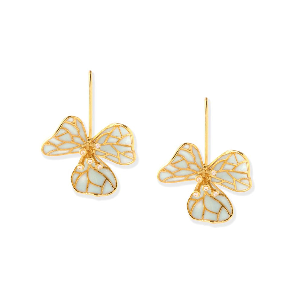 AZGA White Tiny Fiore Earrings - Powder Blue