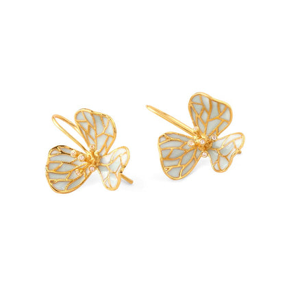 AZGA White Tiny Fiore Earrings - Powder Blue