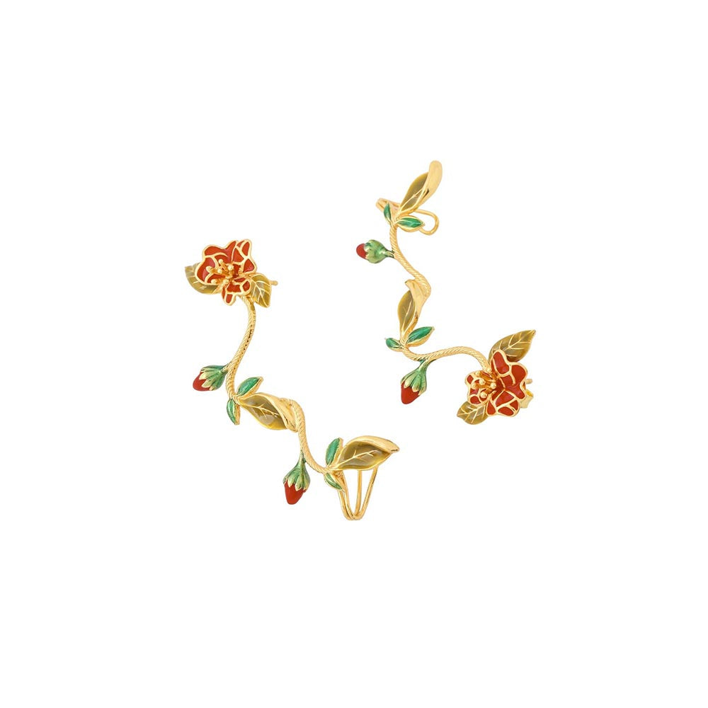 AZGA Multi-Colour Mini Spring Ear Cuff - Deep Rouge