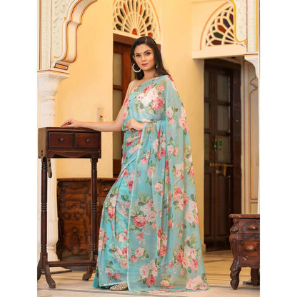 Bannhi by Priyanka Rathore Surabhi Floral Printed Saree without Blouse