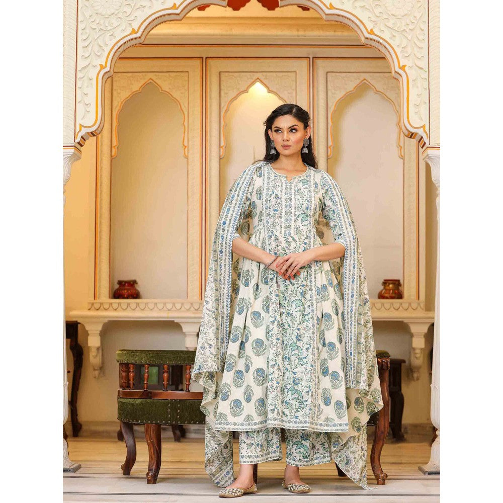Bannhi by Priyanka Rathore Aarya Hand Block Printed Suit (Set of 3)