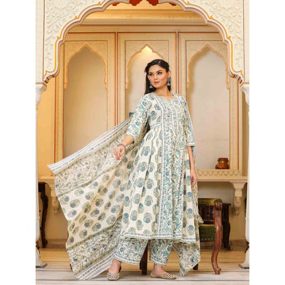 Bannhi by Priyanka Rathore Aarya Hand Block Printed Suit (Set of 3)