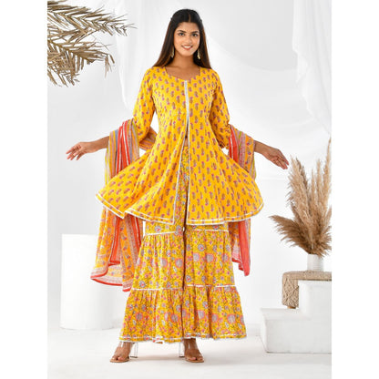 Bannhi by Priyanka Rathore Anika Yellow Sharara (Set of 3)