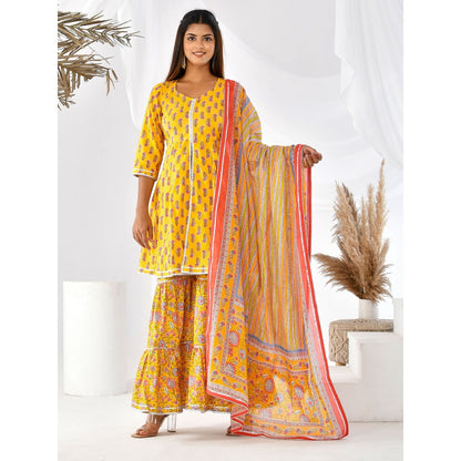 Bannhi by Priyanka Rathore Anika Yellow Sharara (Set of 3)
