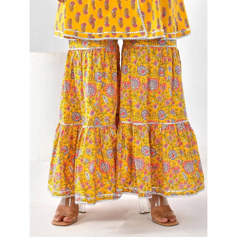 Bannhi by Priyanka Rathore Anika Yellow Sharara (Set of 3)