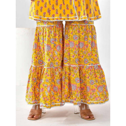 Bannhi by Priyanka Rathore Anika Yellow Sharara (Set of 3)