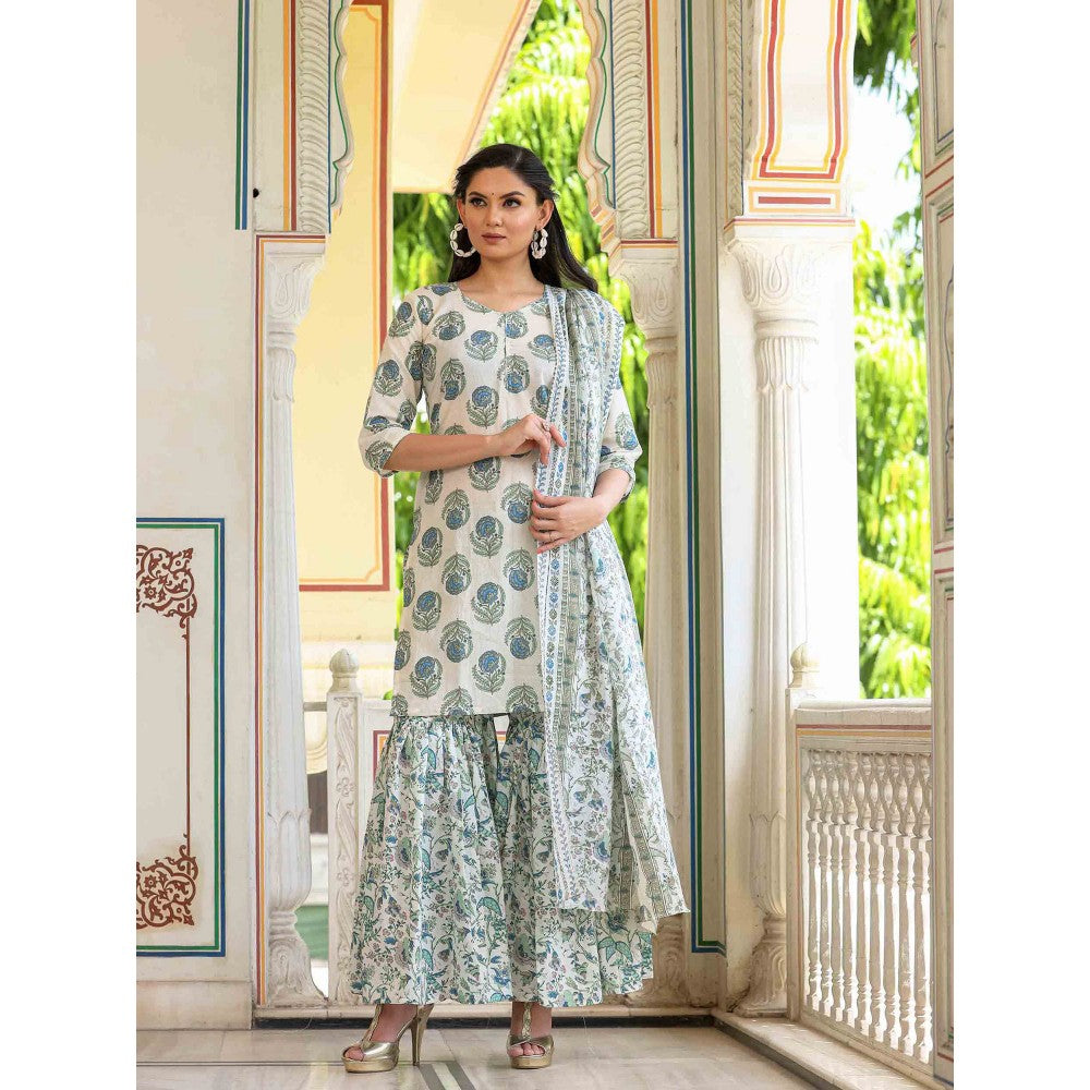 Bannhi by Priyanka Rathore Vaishnavi Cotton Sharara (Set of 3)