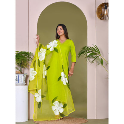Bannhi by Priyanka Rathore Nimboli Hand Painted Suit (Set of 3)