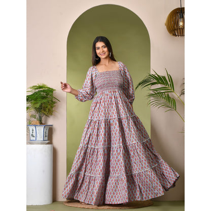 Bannhi by Priyanka Rathore Frost Blue Cotton Maxi Dress (XS )
