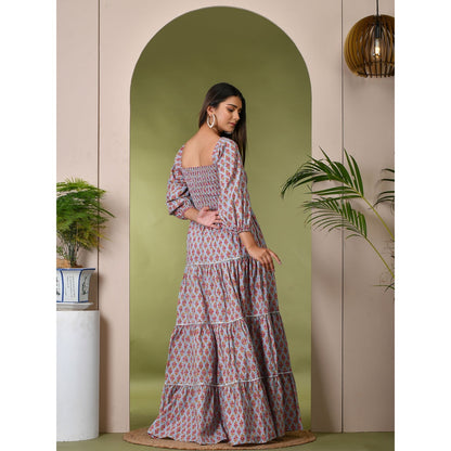 Bannhi by Priyanka Rathore Frost Blue Cotton Maxi Dress (XS )
