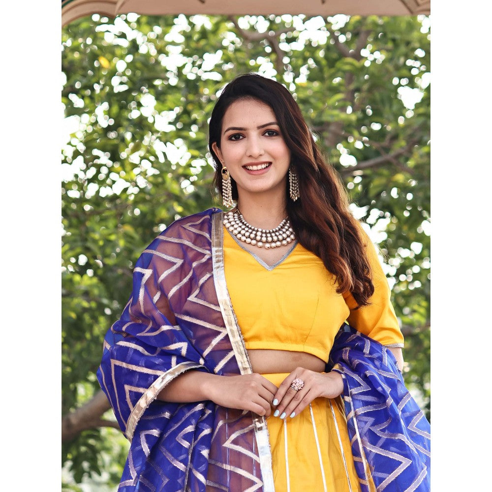 Bannhi by Priyanka Rathore Marigold Lehenga (Set of 3)