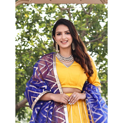 Bannhi by Priyanka Rathore Marigold Lehenga (Set of 3)