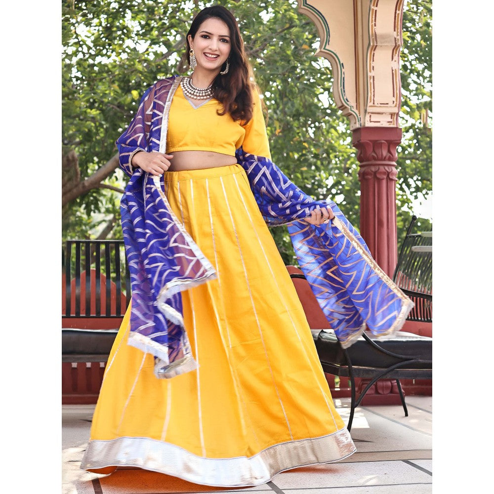 Bannhi by Priyanka Rathore Marigold Lehenga (Set of 3)