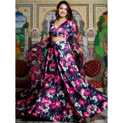 Bannhi by Priyanka Rathore Raat Rani Lehenga (Set of 3)