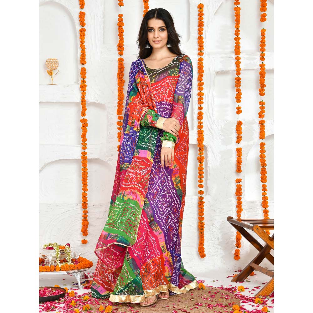 Bannhi by Priyanka Rathore Panchrangi Multi-Color Floor Length Anarkali (Set of 2)