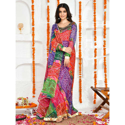Bannhi by Priyanka Rathore Panchrangi Multi-Color Floor Length Anarkali (Set of 2)