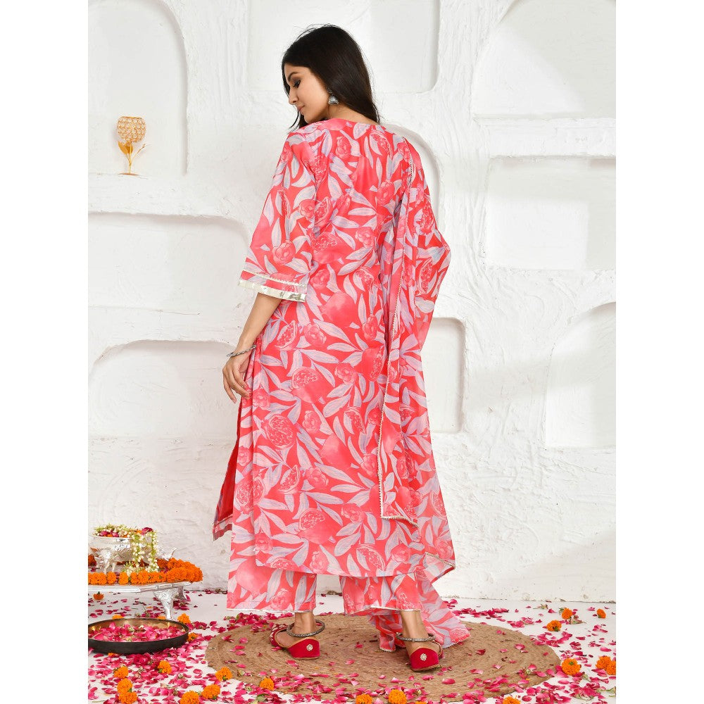 Bannhi by Priyanka Rathore Amrita Pink Chanderi Kurta (Set of 3)