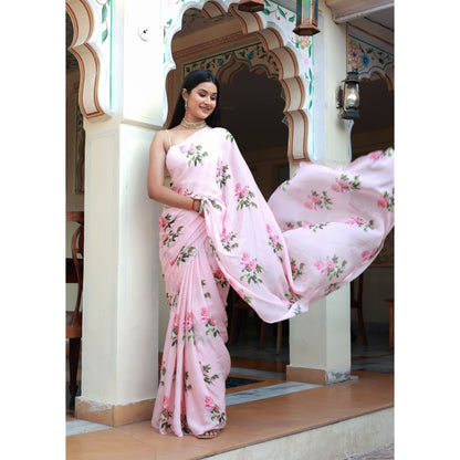 Bannhi by Priyanka Rathore Kusum Floral Printed Saree without Blouse