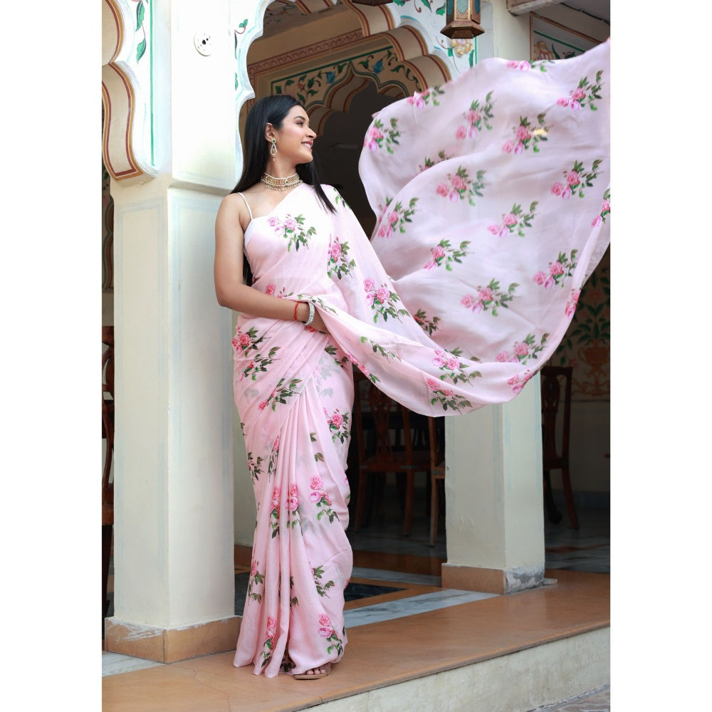 Bannhi by Priyanka Rathore Kusum Floral Printed Saree without Blouse