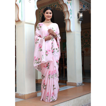 Bannhi by Priyanka Rathore Kusum Floral Printed Saree without Blouse