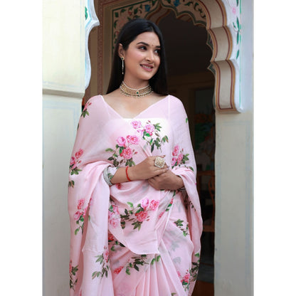 Bannhi by Priyanka Rathore Kusum Floral Printed Saree without Blouse