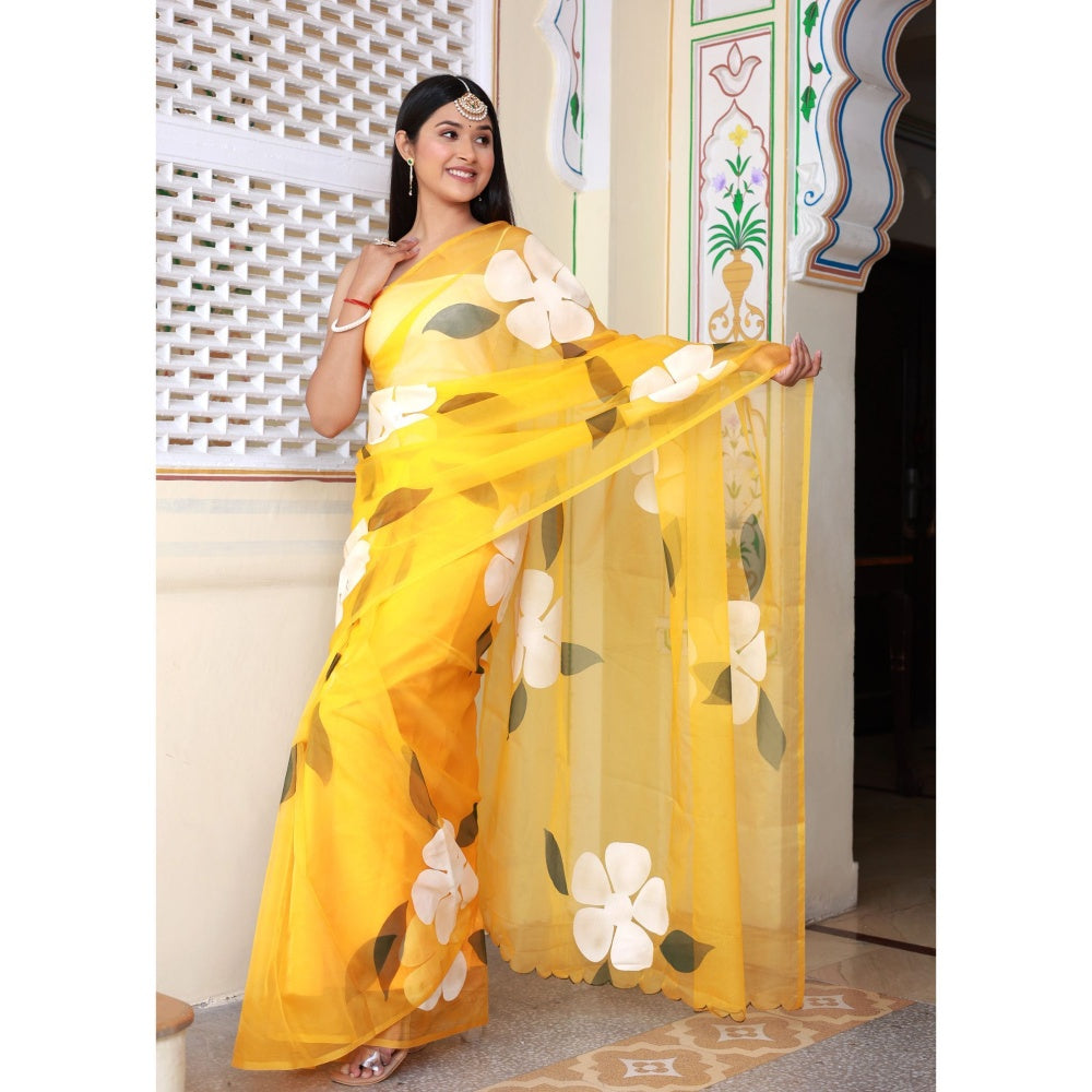 Bannhi by Priyanka Rathore Surely Hand Painted Saree without Blouse