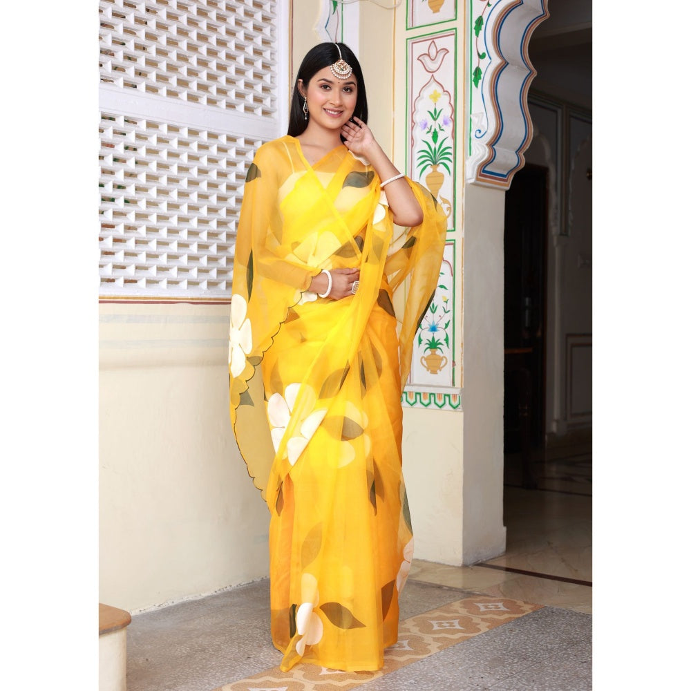 Bannhi by Priyanka Rathore Surely Hand Painted Saree without Blouse