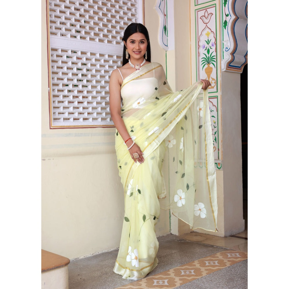 Bannhi by Priyanka Rathore Gulbahar Hand Painted Saree without Blouse