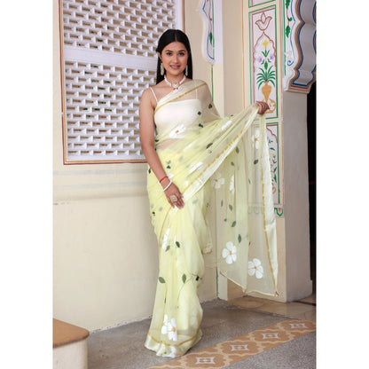 Bannhi by Priyanka Rathore Gulbahar Hand Painted Saree without Blouse
