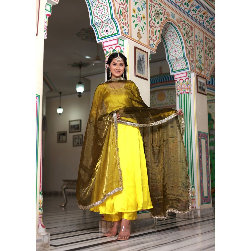 Bannhi by Priyanka Rathore Sarika Satin Anarkali Suit (Set of 3)