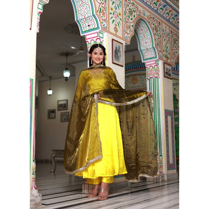 Bannhi by Priyanka Rathore Sarika Satin Anarkali Suit (Set of 3)