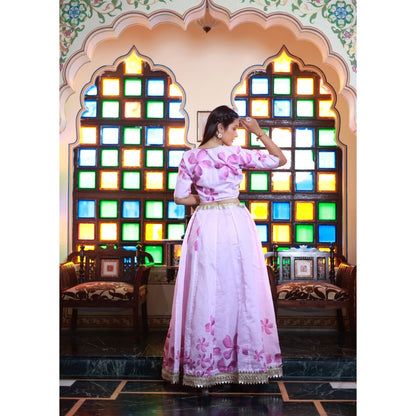 Bannhi by Priyanka Rathore Shubha Printed Chanderi Lehenga (Set of 4)