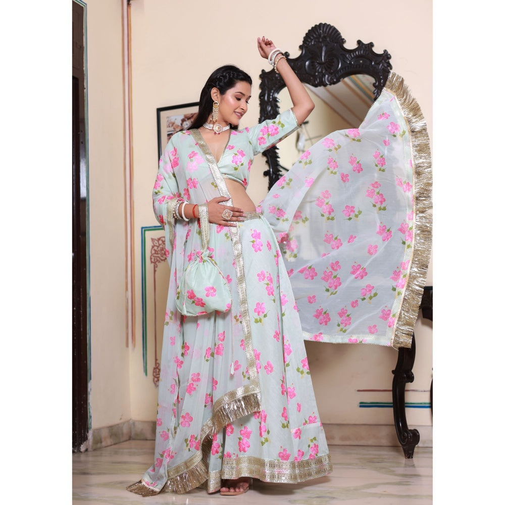 Bannhi by Priyanka Rathore Kalki Floral Printed Lehenga (Set of 4)