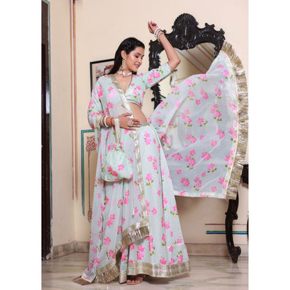 Bannhi by Priyanka Rathore Kalki Floral Printed Lehenga (Set of 4)