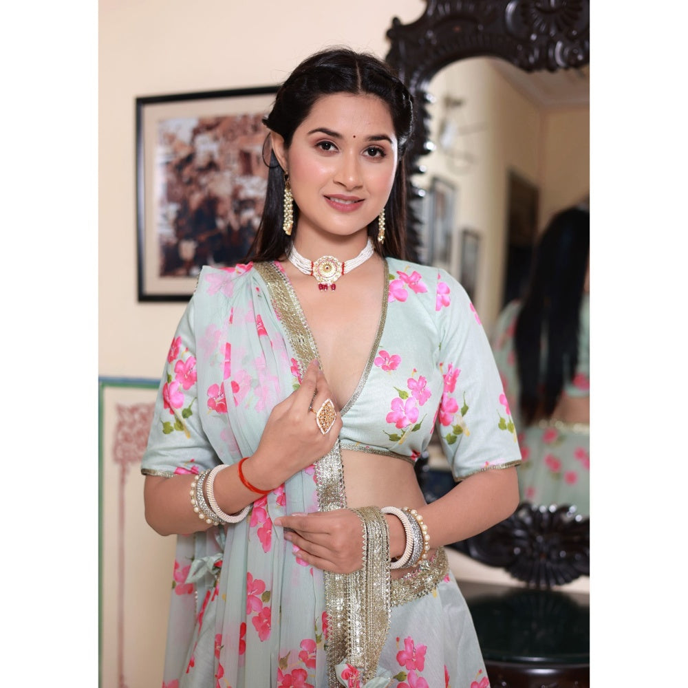 Bannhi by Priyanka Rathore Kalki Floral Printed Lehenga (Set of 4)
