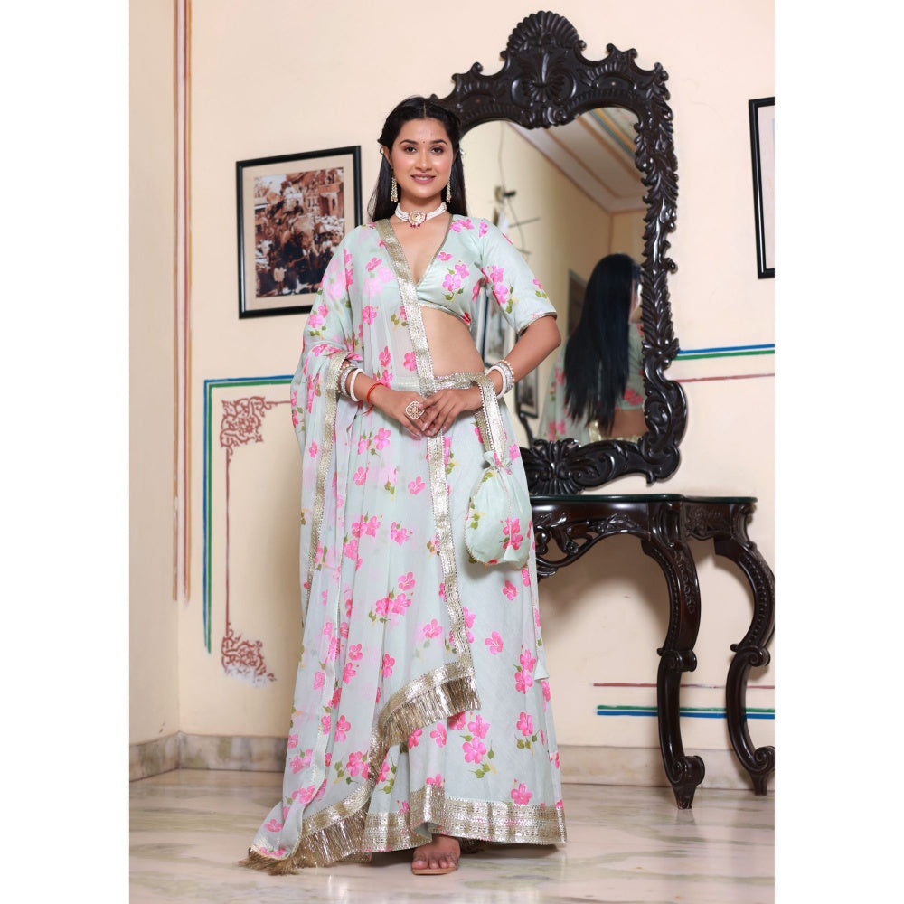 Bannhi by Priyanka Rathore Kalki Floral Printed Lehenga (Set of 4)