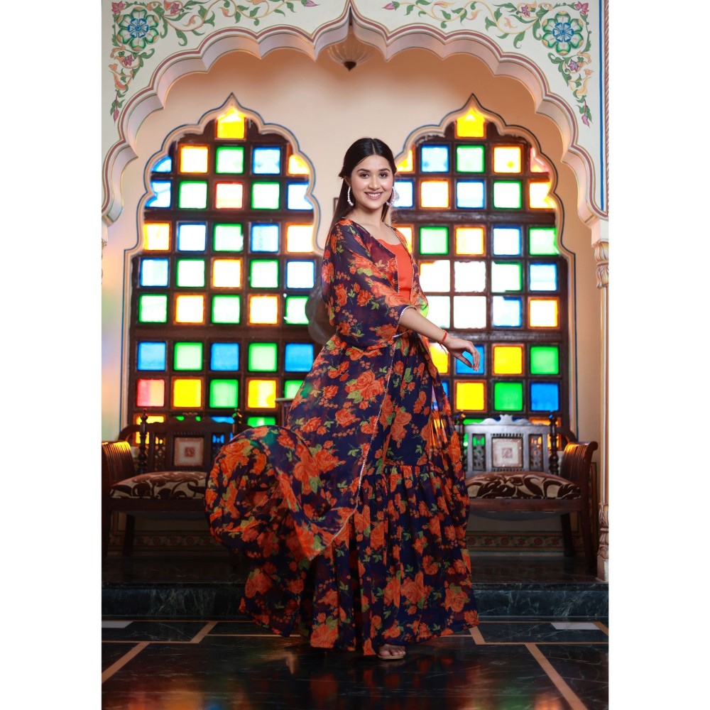 Bannhi by Priyanka Rathore Alaina Chiffon Sharara (Set of 4)